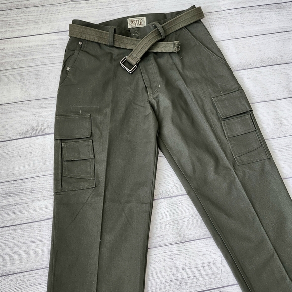 Men's Olive Cargo Pants Size 34x32 - Picture 2 of 8